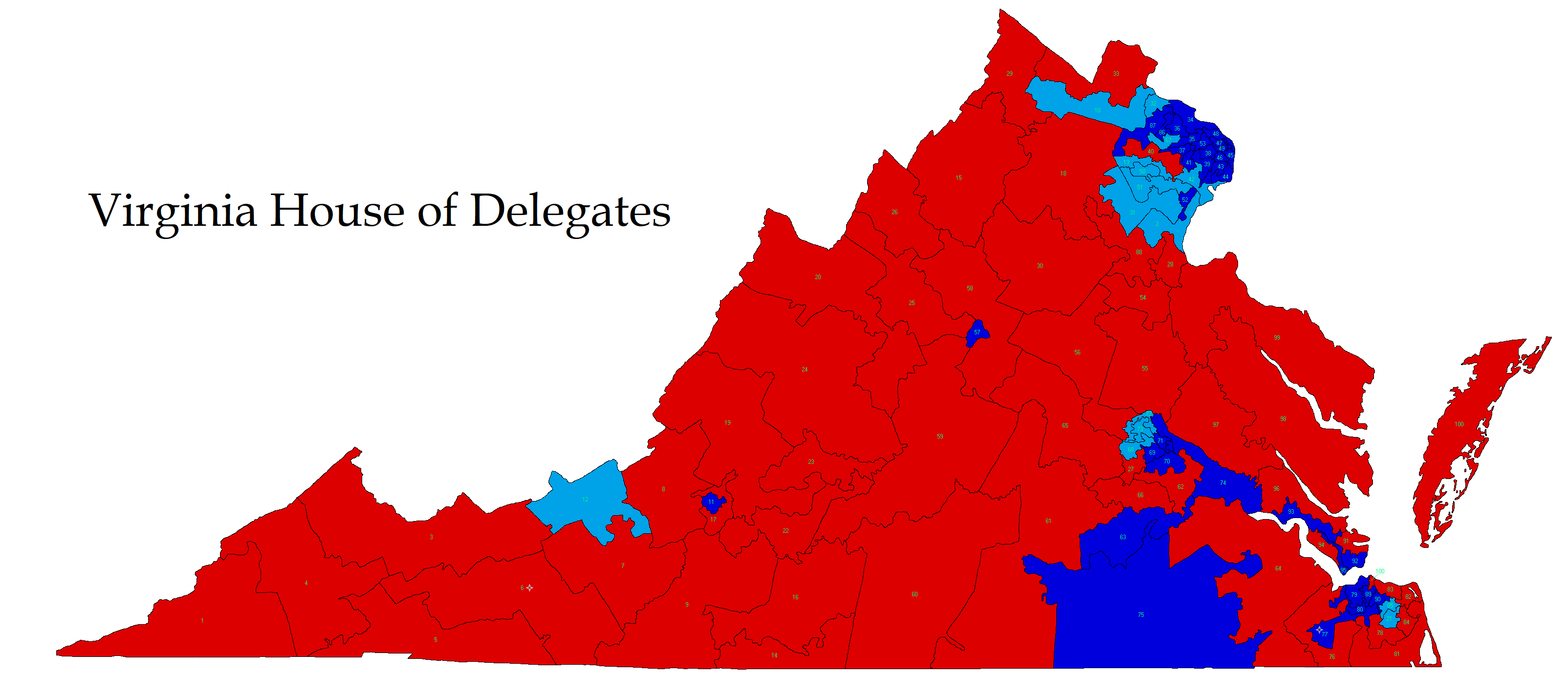 2018 Map of the Virginia House of Delegates The Bull Elephant