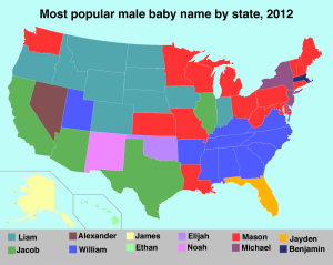 Most popular boys names by state