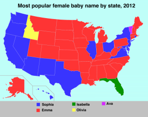 Most popular girls names by state
