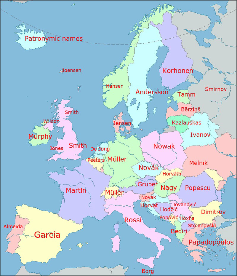 Most Common Surnames for Every Country in Europe – The Bull Elephant