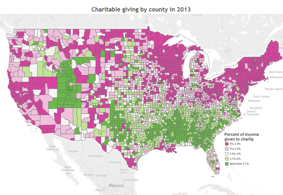 Charitable giving by county