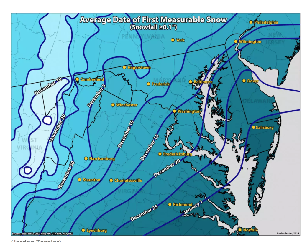 When will we see snow in Virginia? When is the average first snowfall